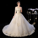 Wedding Dress 2020 Mrs Win The Elegant Boat Neck Sweep Train Princess Wedding Gowns Champagne Lace Plus Size Wedding Dresses F