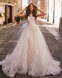 Appliques Lace Mermaid Wedding Dresses With Beading Crystal Removable Train 2020 China Shop Online Vestido De Noiva Sereia