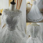 ZJ9131 2019 White Ivory Elegant Ball Gown Pearls Wedding Dresses for brides Lace sweetheart with lace edge Plus Size