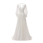 Real photo  Long sleeve simple satin chiffon bridal wedding dress gown FACTORY PRICE PLUS SIZE